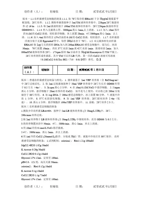 农杆菌感受态制备
