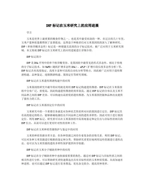 SNP标记在玉米研究上的应用进展