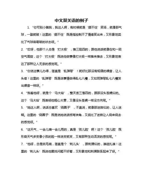 中文双关语的例子