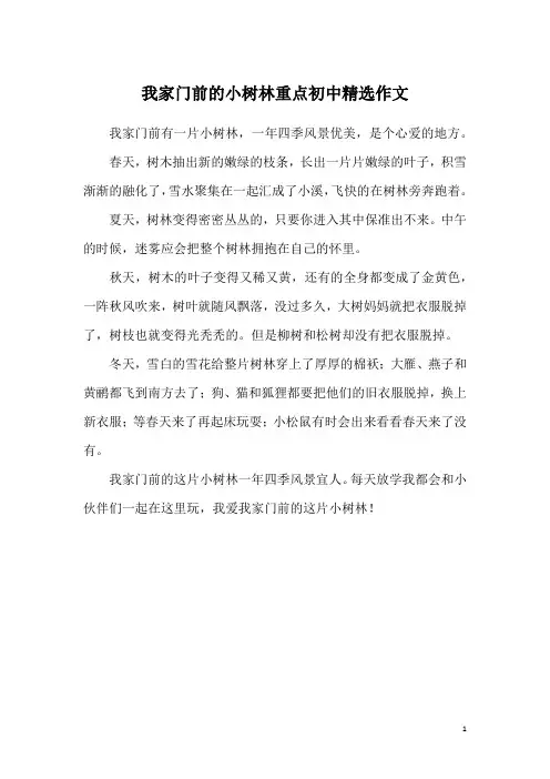 我家门前的小树林重点初中精选作文