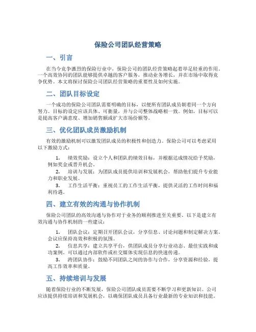 保险公司团队经营策略