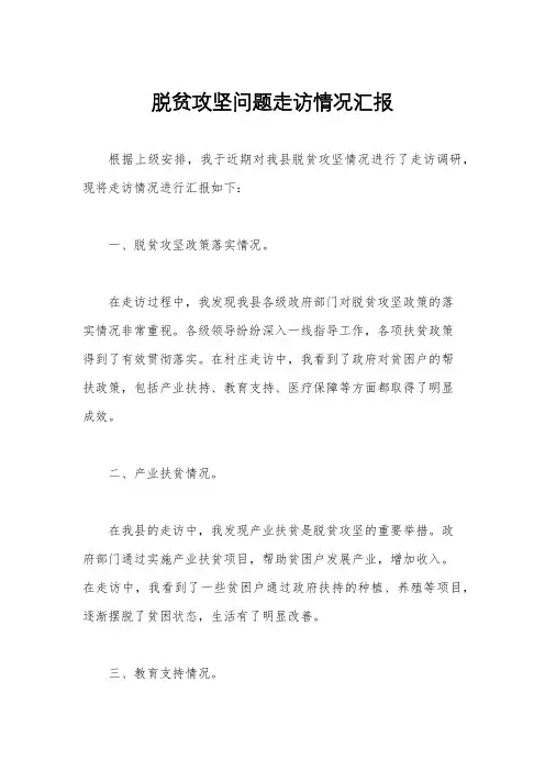 脱贫攻坚问题走访情况汇报