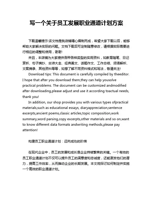 写一个关于员工发展职业通道计划方案