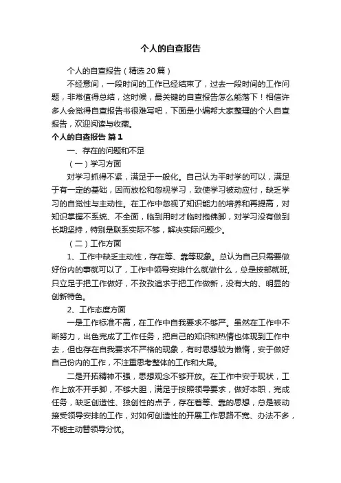 个人的自查报告（精选20篇）