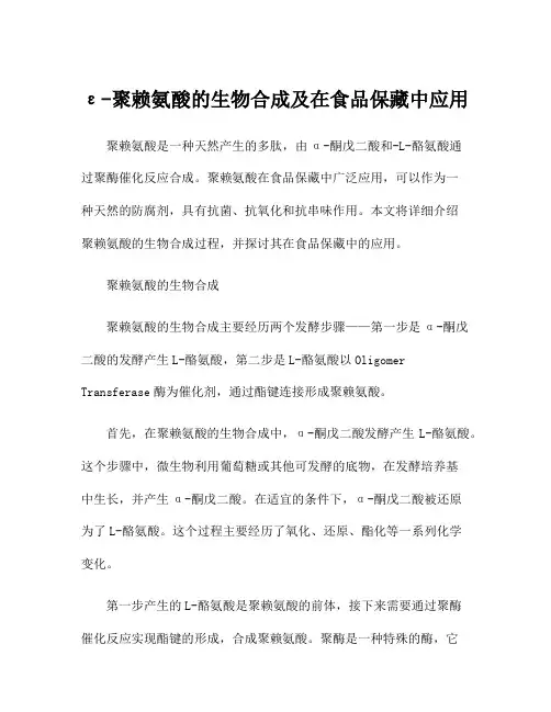 ε-聚赖氨酸的生物合成及在食品保藏中应用
