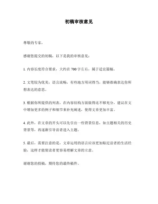 初稿审核意见