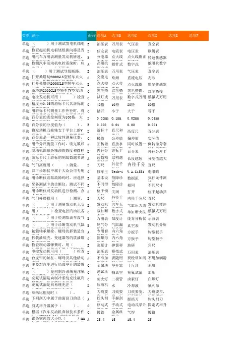 湖北省汽修类技能高考题库第二章de基础知识云班课导入