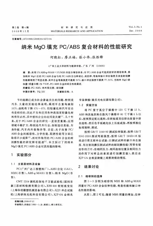 纳米MgO填充PC／ABS复合材料的性能研究