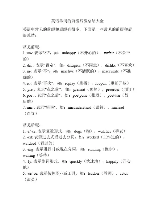 英语单词的前缀后缀总结大全