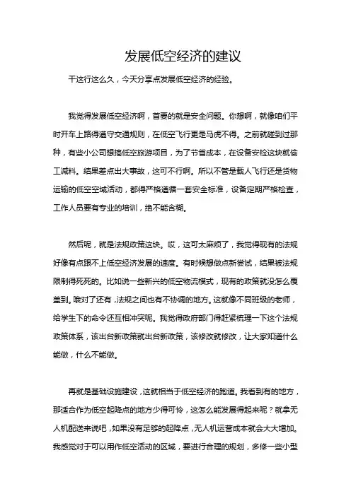 发展低空经济的建议