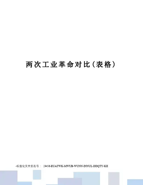 两次工业革命对比(表格)