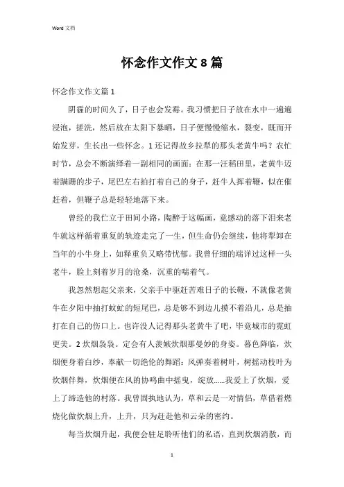 怀念作文作文8篇