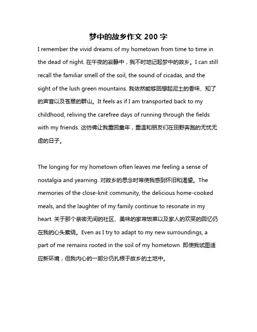 梦中的故乡作文200字