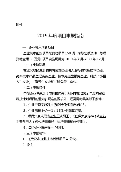 2019武汉市项目申报指南.doc-武汉大学工业科学研究院