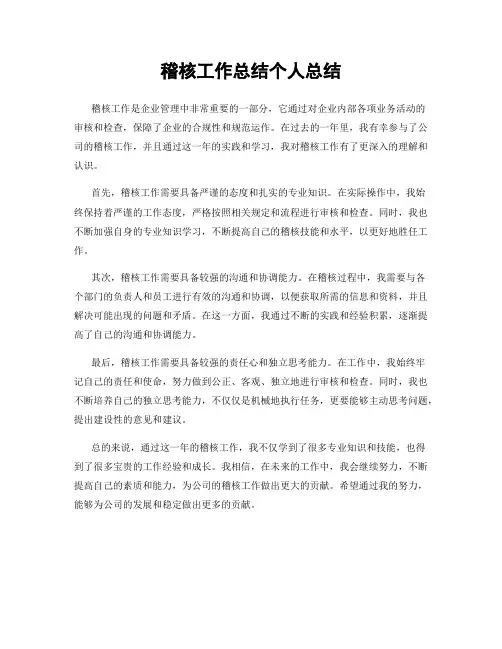 稽核工作总结个人总结