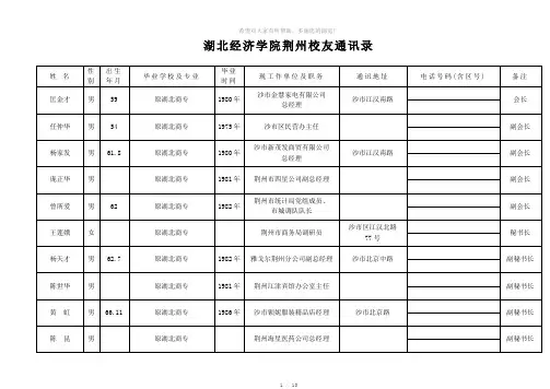 湖北经济学院荆州校友通讯录