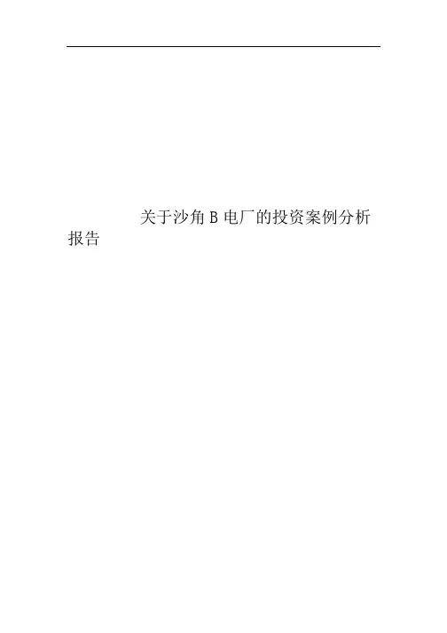 关于沙角B电厂的投资案例分析报告