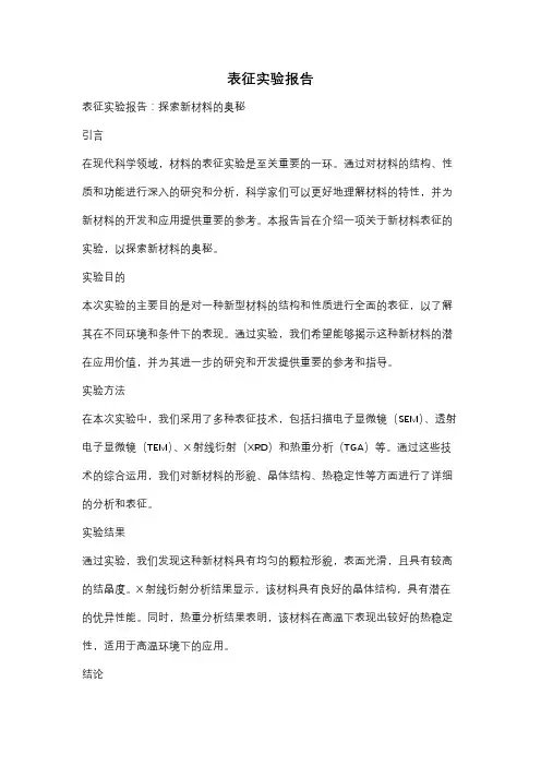 表征实验报告