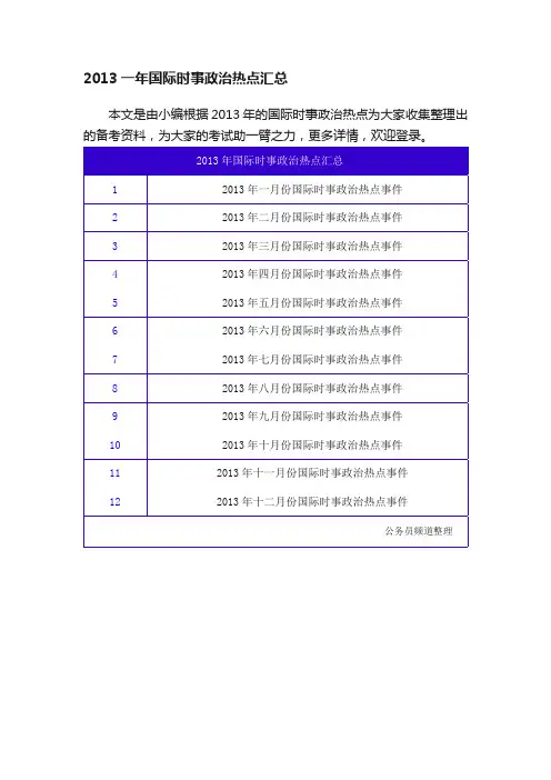 2013一年国际时事政治热点汇总