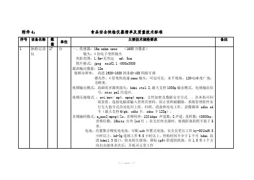 食品安全快检仪器清单及质量技术标准