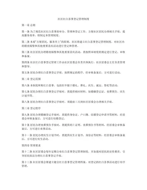 社区红白喜事登记管理制度