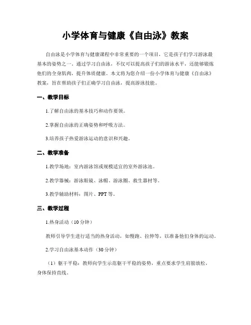 小学体育与健康《自由泳》教案