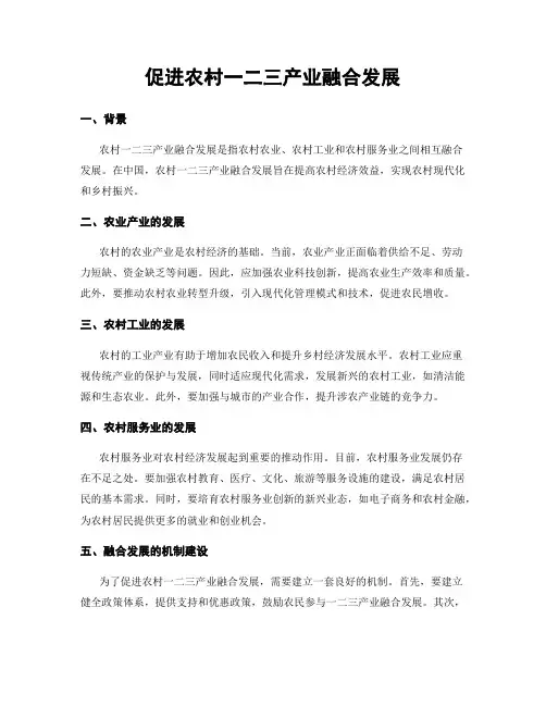 促进农村一二三产业融合发展
