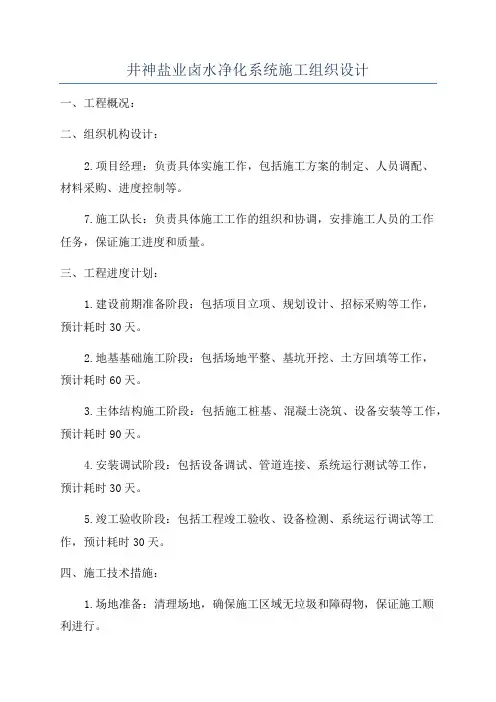 井神盐业卤水净化系统施工组织设计