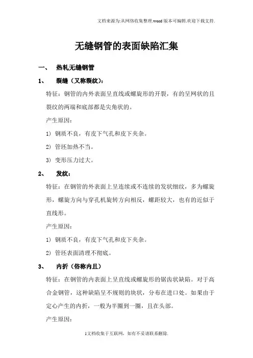 无缝钢管的表面缺陷汇集