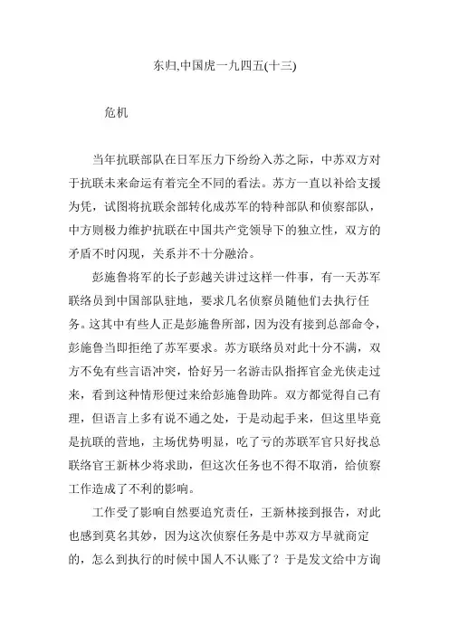 东归,中国虎一九四五(十三)