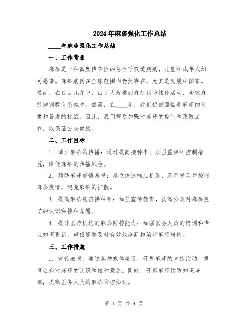 2024年麻疹强化工作总结