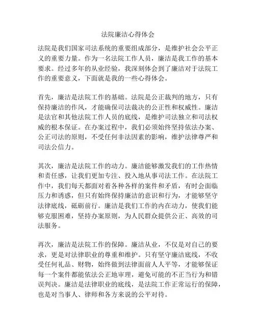 法院廉洁心得体会