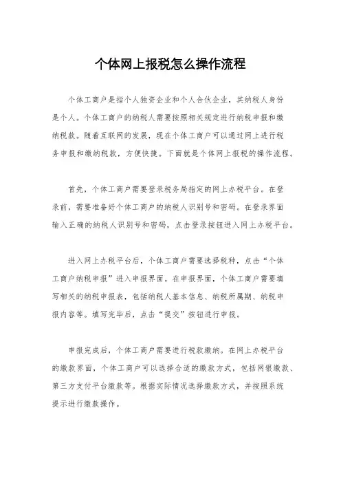 个体网上报税怎么操作流程