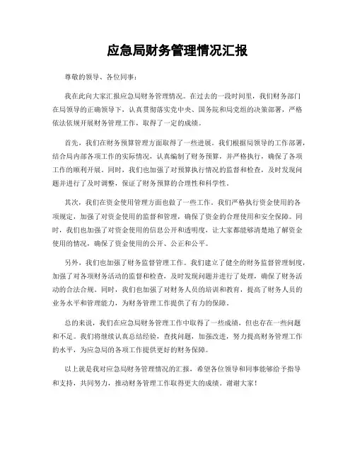 应急局财务管理情况汇报
