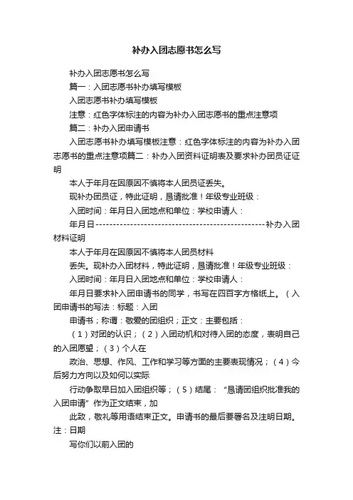补办入团志愿书怎么写