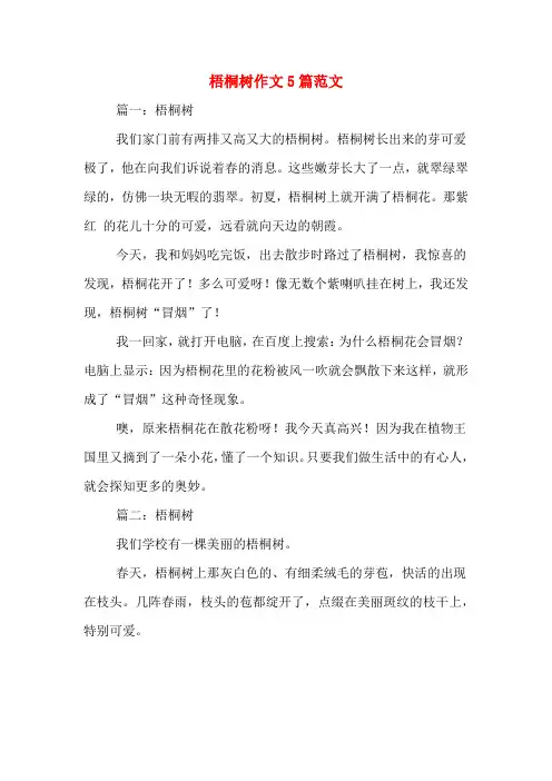 梧桐树作文5篇范文