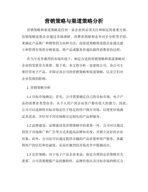 营销策略与渠道策略分析
