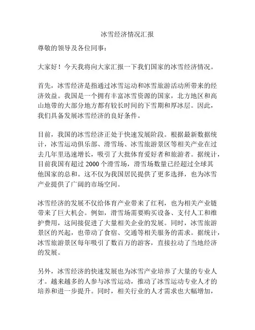 冰雪经济情况汇报
