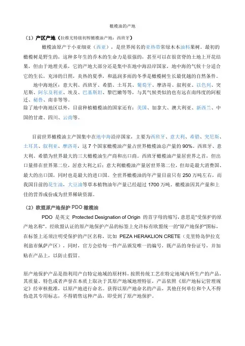 橄榄油的产地