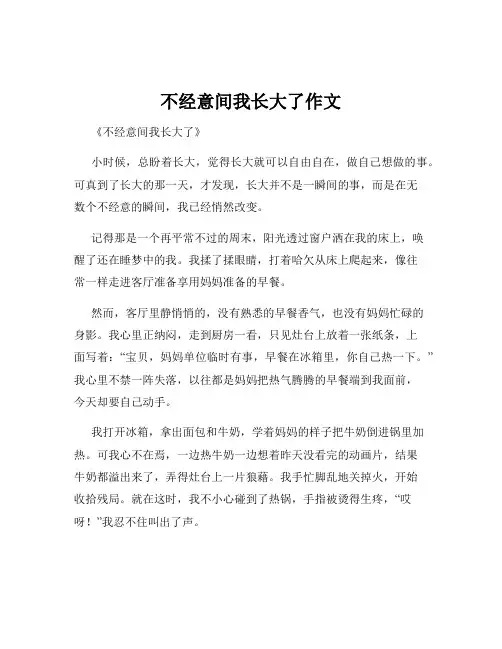 不经意间我长大了作文