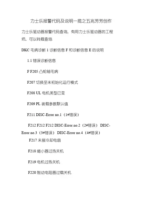 力士乐报警代码及说明一揽