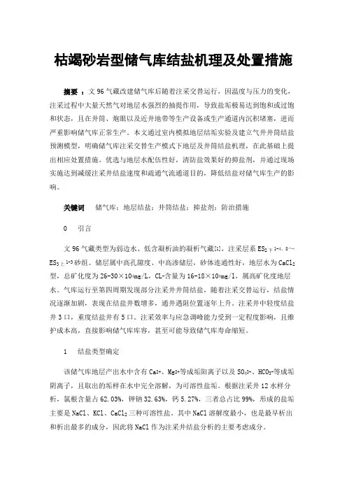 枯竭砂岩型储气库结盐机理及处置措施
