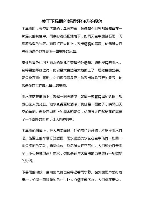 关于下暴雨的好词好句优美段落