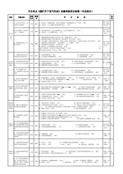 电气作业实操考核标准