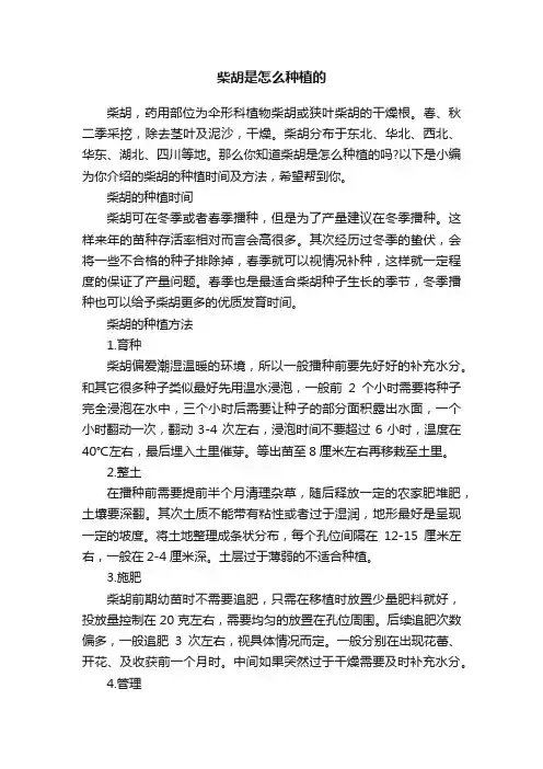 柴胡是怎么种植的