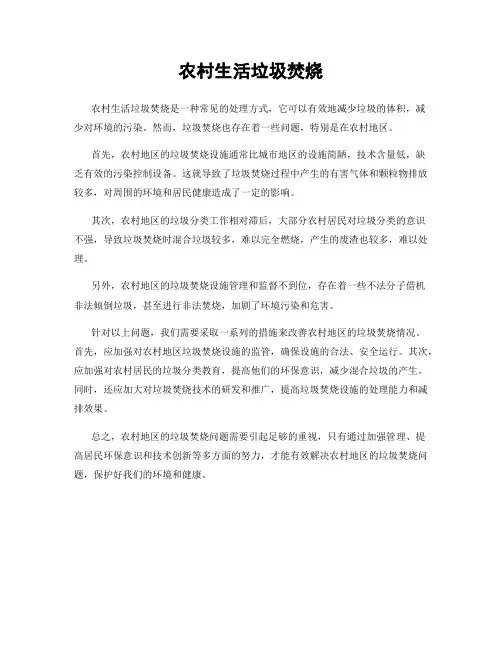 农村生活垃圾焚烧