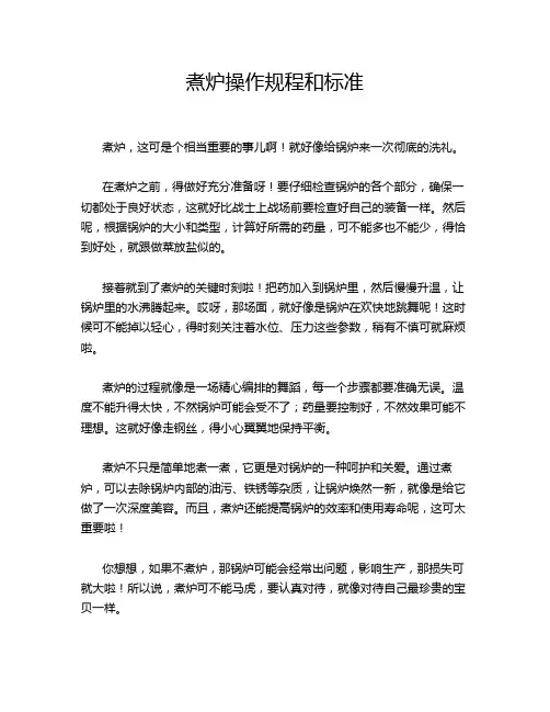 煮炉操作规程和标准