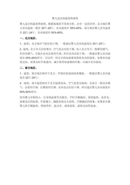 婴儿适宜的温度和湿度