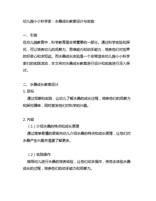 幼儿园小小科学家：水晶成长教案设计与实施