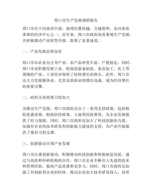 周口市生产发展调研报告